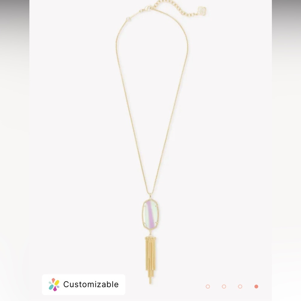 Kendra Scott Rayne Gold Long Pendant Necklace in Dichroic Glass